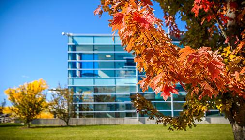 Administration building during the fall season